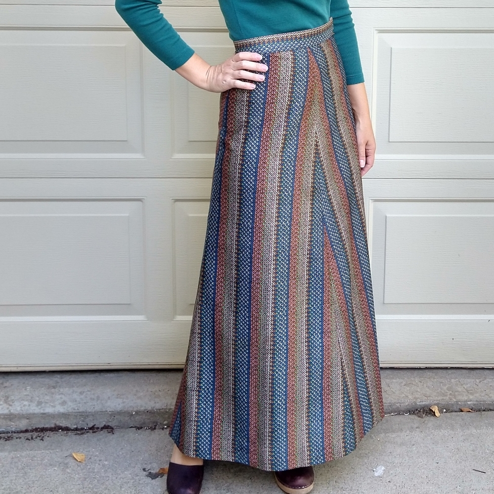 1970's HIGH WAISTED MAXI SKIRT 70's long skirt XS S